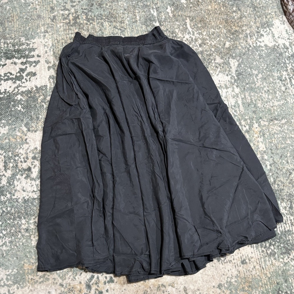 Vintage Silk Collection Skirt Medium Black